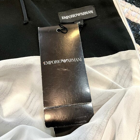 Emporio Armani Black &White Sequin Dress with Spaghetti Straps - Picture 5 of 7